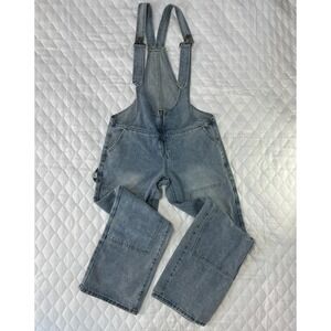 Unbranded Denim Overalls Women Medium Blue Good Zip Front Carpenter Utility